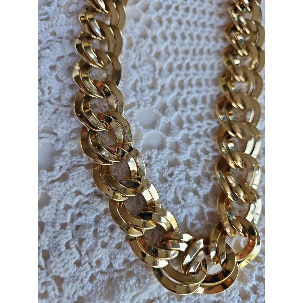 Vintage Monet Gold Tone Double Curb Link Chain Adjustable Hook Necklace 21